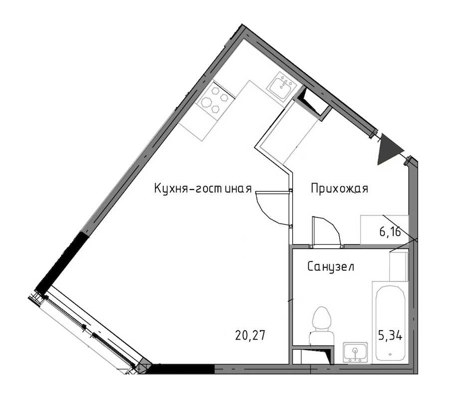 Студия в : площадь 31.77 м2 , этаж: 2 – купить в Санкт-Петербурге